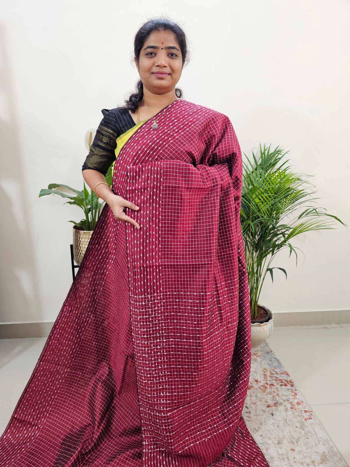 Semi Raw Silk Saree -  Maroon