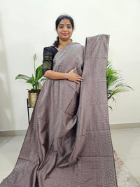 Semi Raw Silk Saree -  Beige with Pink