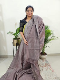 Semi Raw Silk Saree -  Beige with Pink