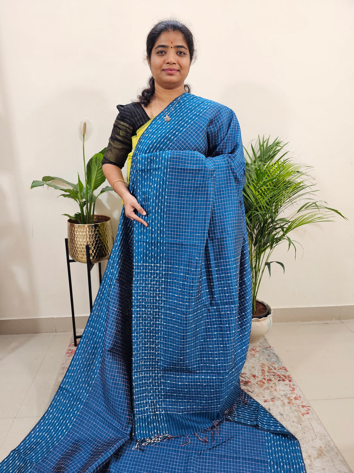 Semi Raw Silk Saree -  Peacock Blue