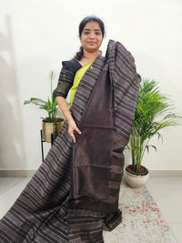 Semi Raw Silk Saree -  Brown