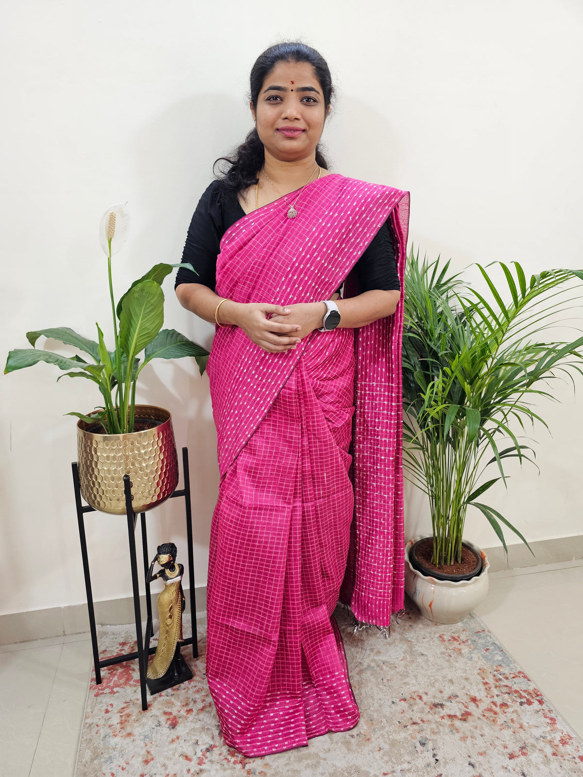 Semi Raw Silk Saree - Pink