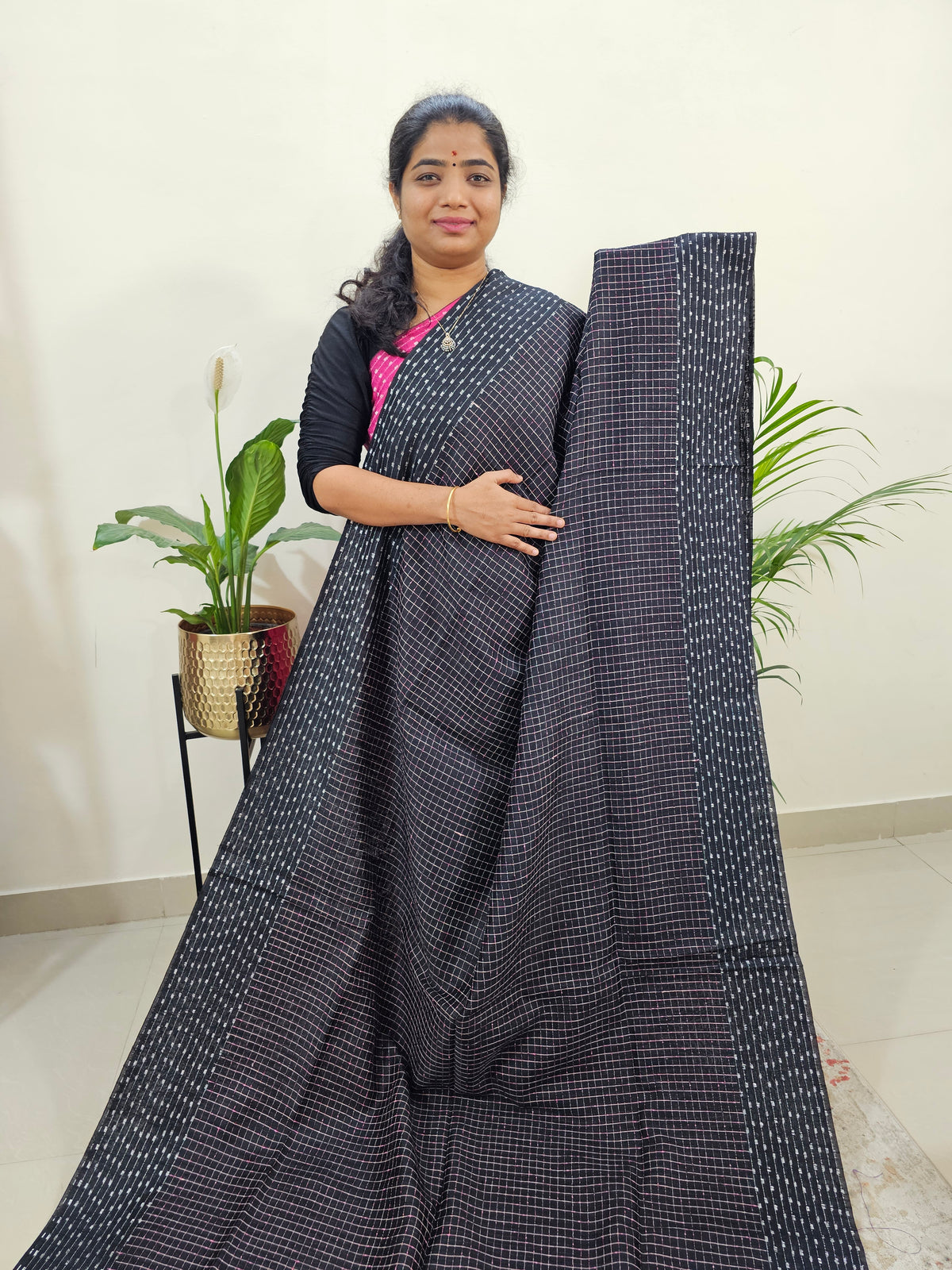 Semi Raw Silk Saree - Black