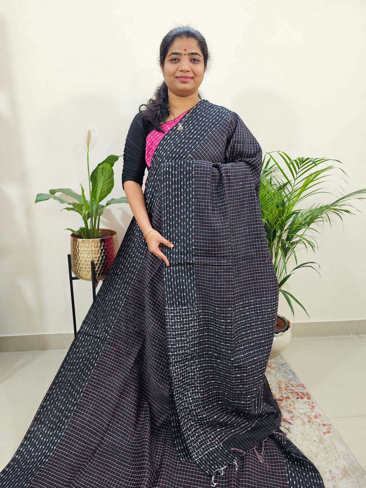 Semi Raw Silk Saree - Black