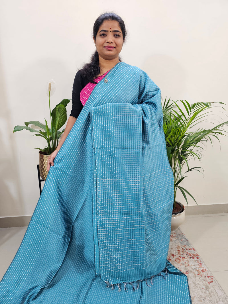 Semi Raw Silk Saree - Blue