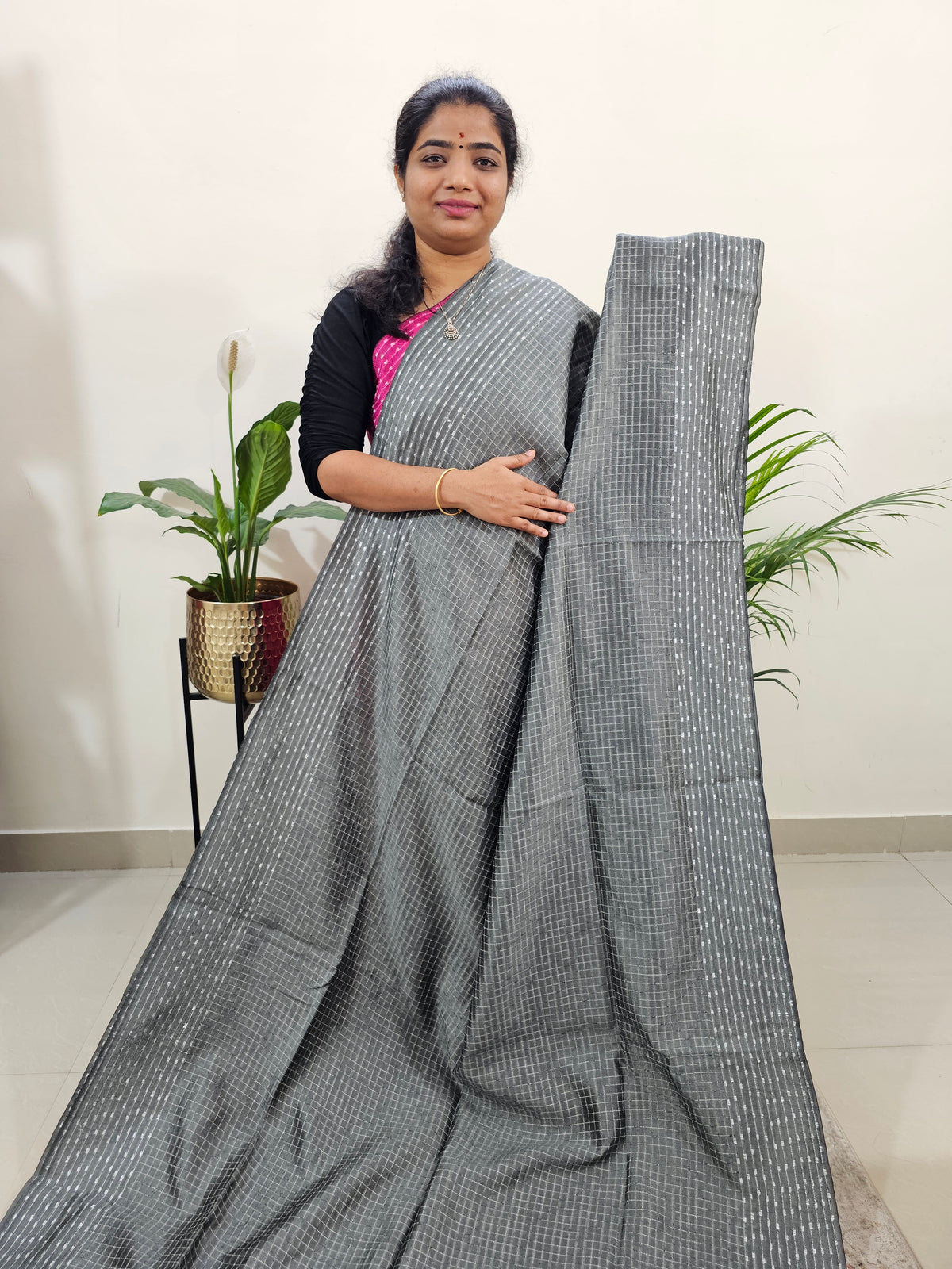 Semi Raw Silk Saree - Grey