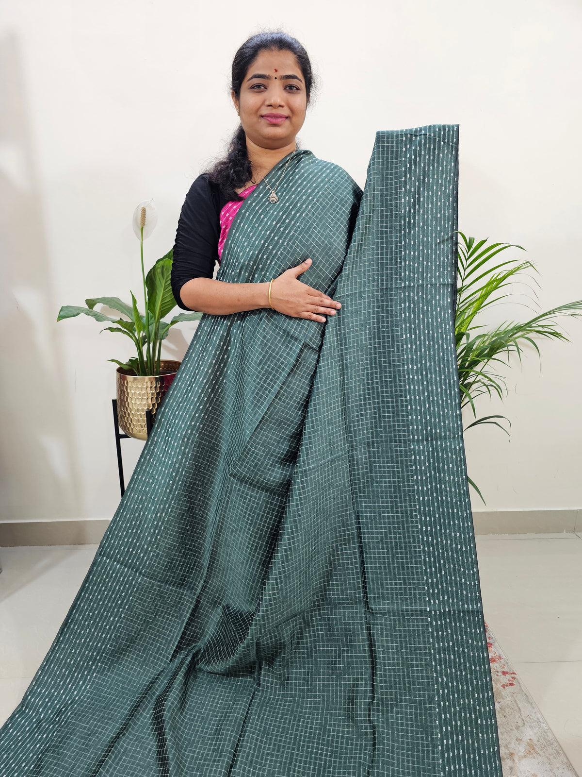 Semi Raw Silk Saree - Green