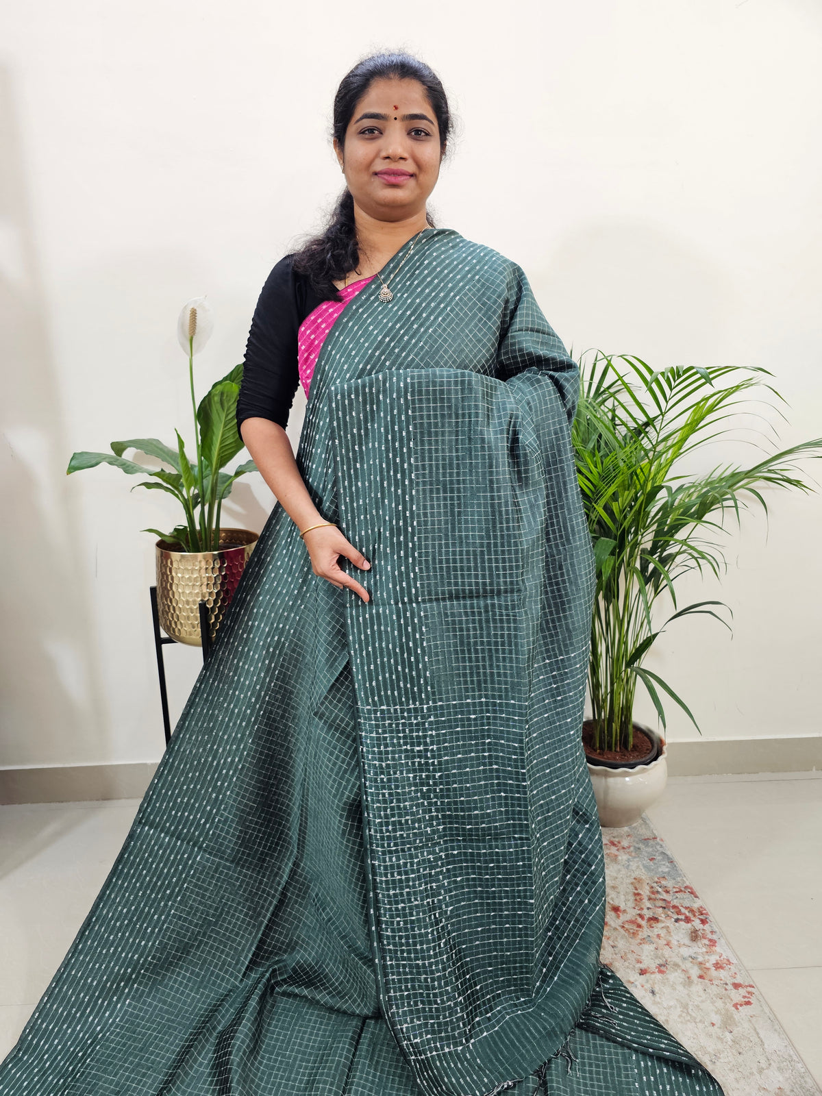 Semi Raw Silk Saree - Green