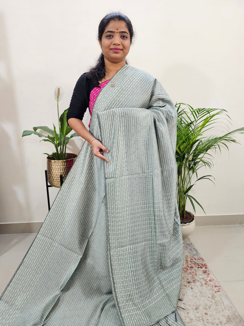 Semi Raw Silk Saree - Metallic Grey