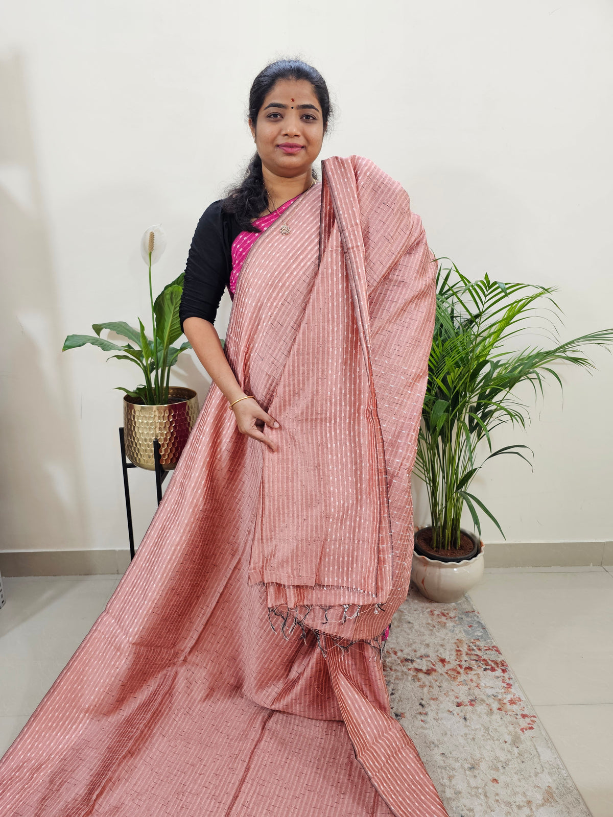 Semi Raw Silk Saree - Peach