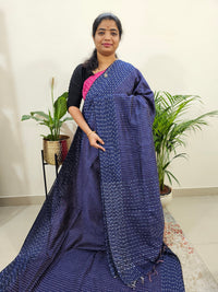 Semi Raw Silk Saree - Dark Blue