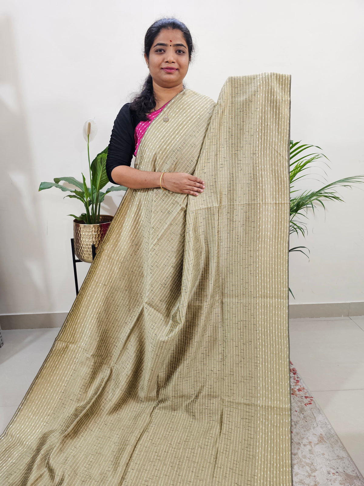 Semi Raw Silk Saree - Sandal