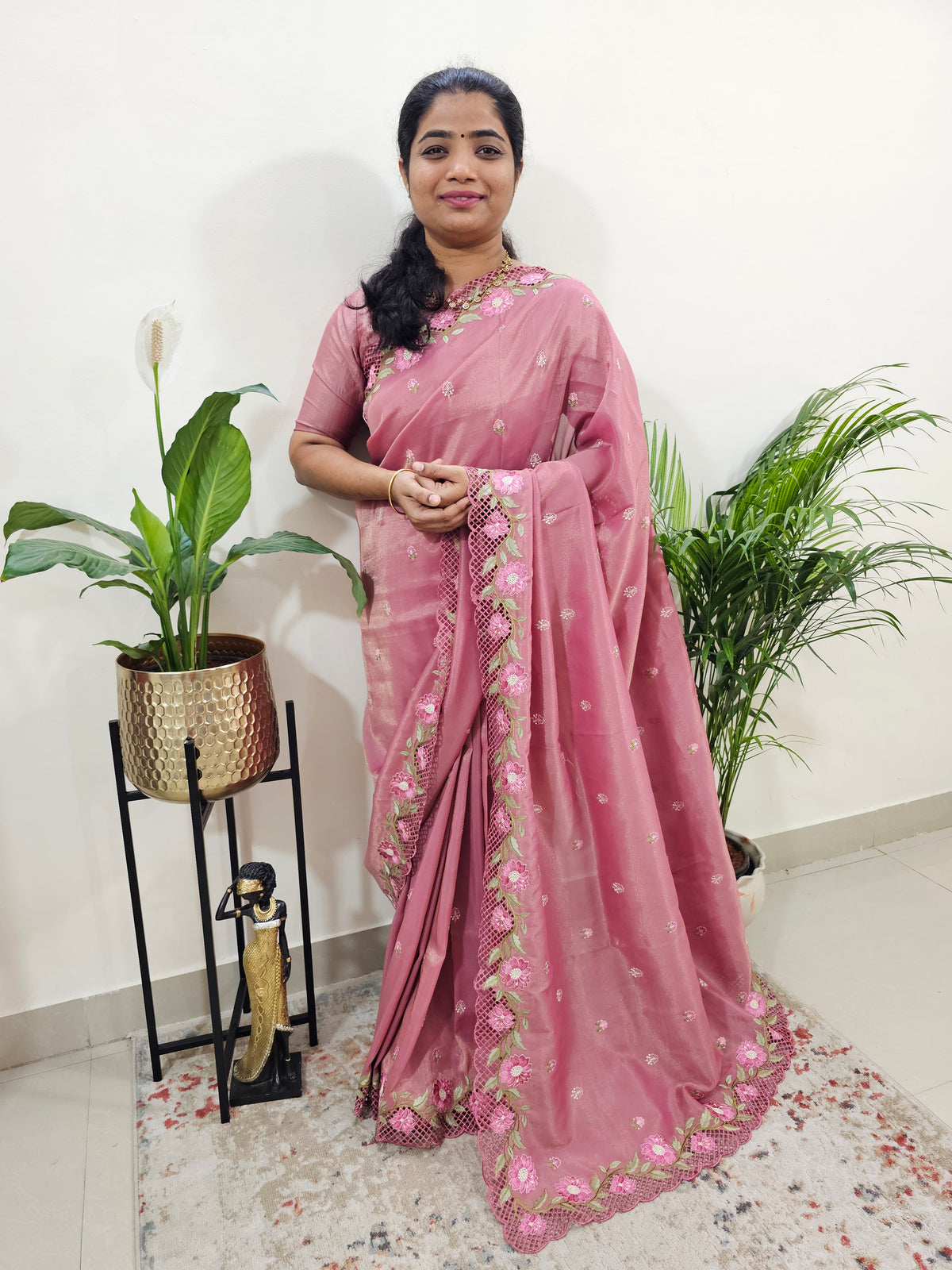 Premium Soft Organza Silk Designer Saree - Pink