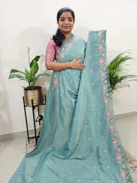 Premium Soft Organza Silk Designer Saree - Sea Green