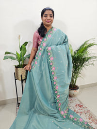 Premium Soft Organza Silk Designer Saree - Sea Green