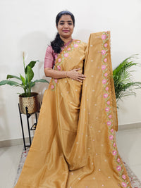 Premium Soft Organza Silk Designer Saree - Burnt Sienna