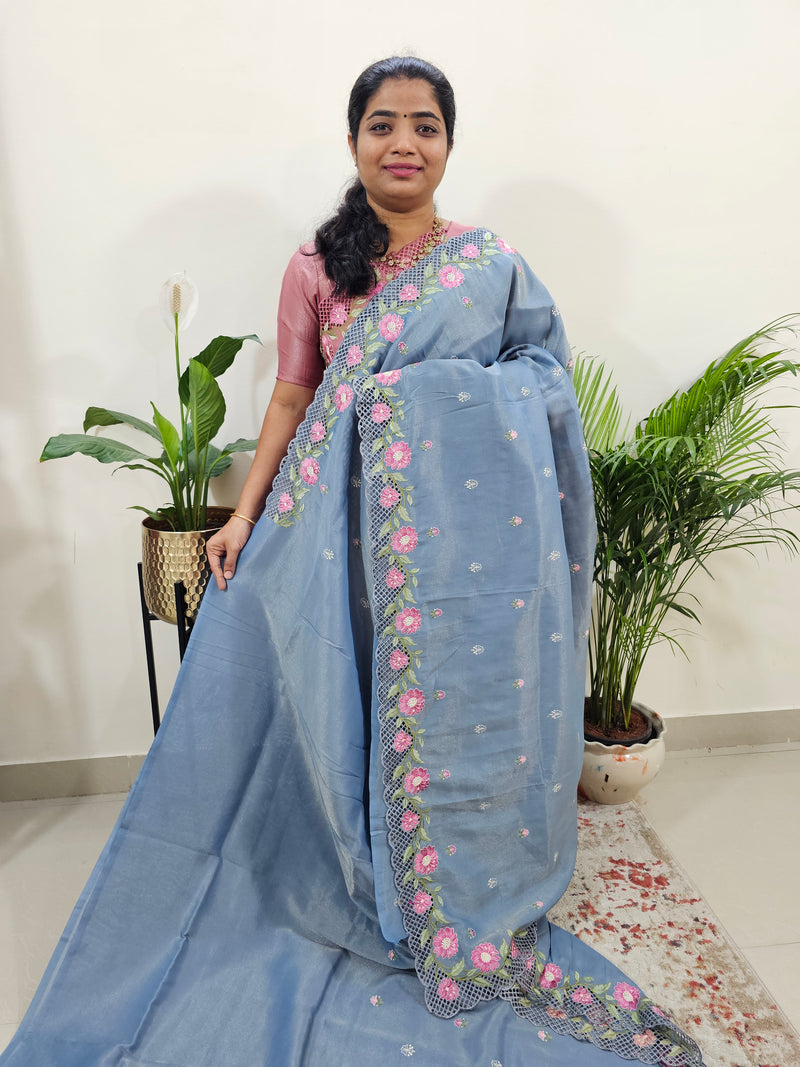 Premium Soft Organza Silk Designer Saree - Grey