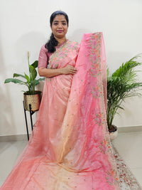 Premium Crushed Designer Soft Saree - Pink