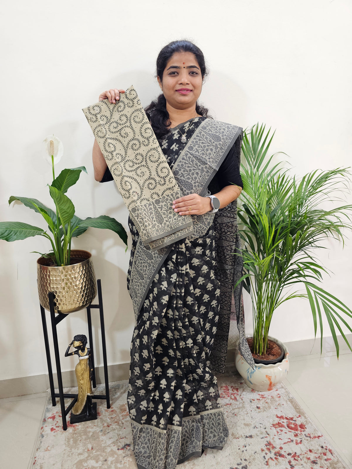 Premium Super Net Kota Saree - Black