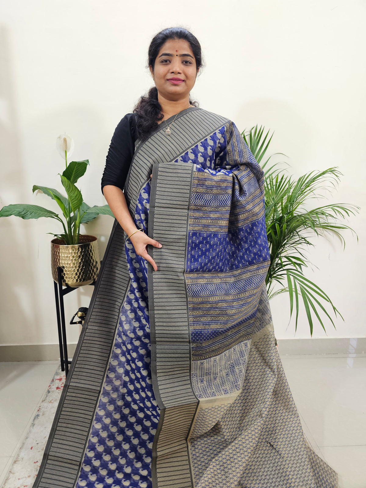 Premium Super Net Kota Saree - Blue