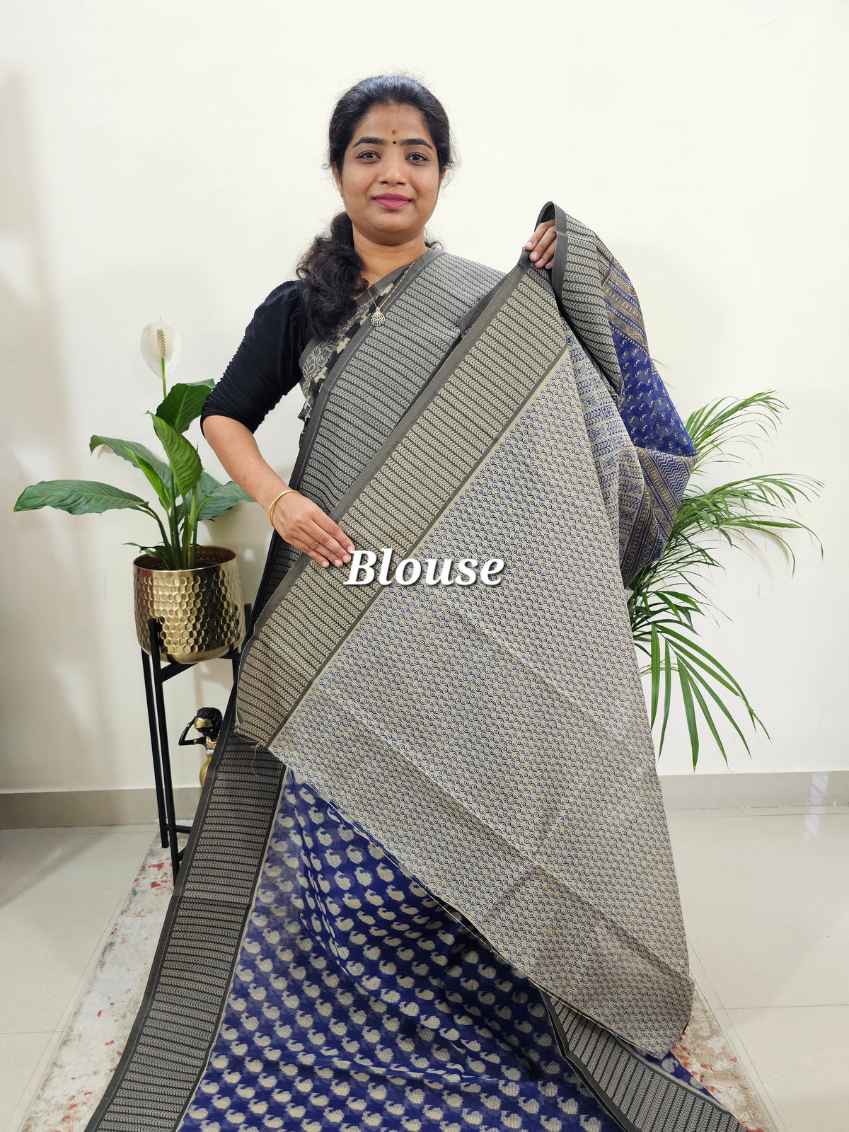 Premium Super Net Kota Saree - Blue