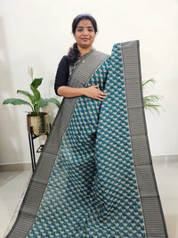 Premium Super Net Kota Saree - Peacock Green