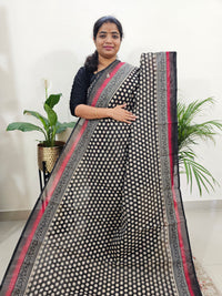 Premium  Super Net Kota Saree - Black with Red