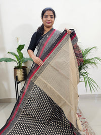 Premium  Super Net Kota Saree - Black with Red