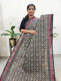 Premium  Super Net Kota Saree - Black with Red