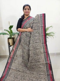 Premium  Super Net Kota Saree - Black with Red