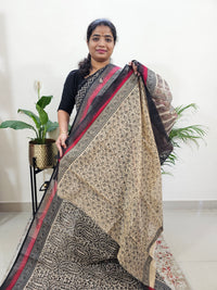 Premium  Super Net Kota Saree - Black with Red