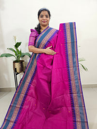 Kanchi Cotton Saree - Dark Pink