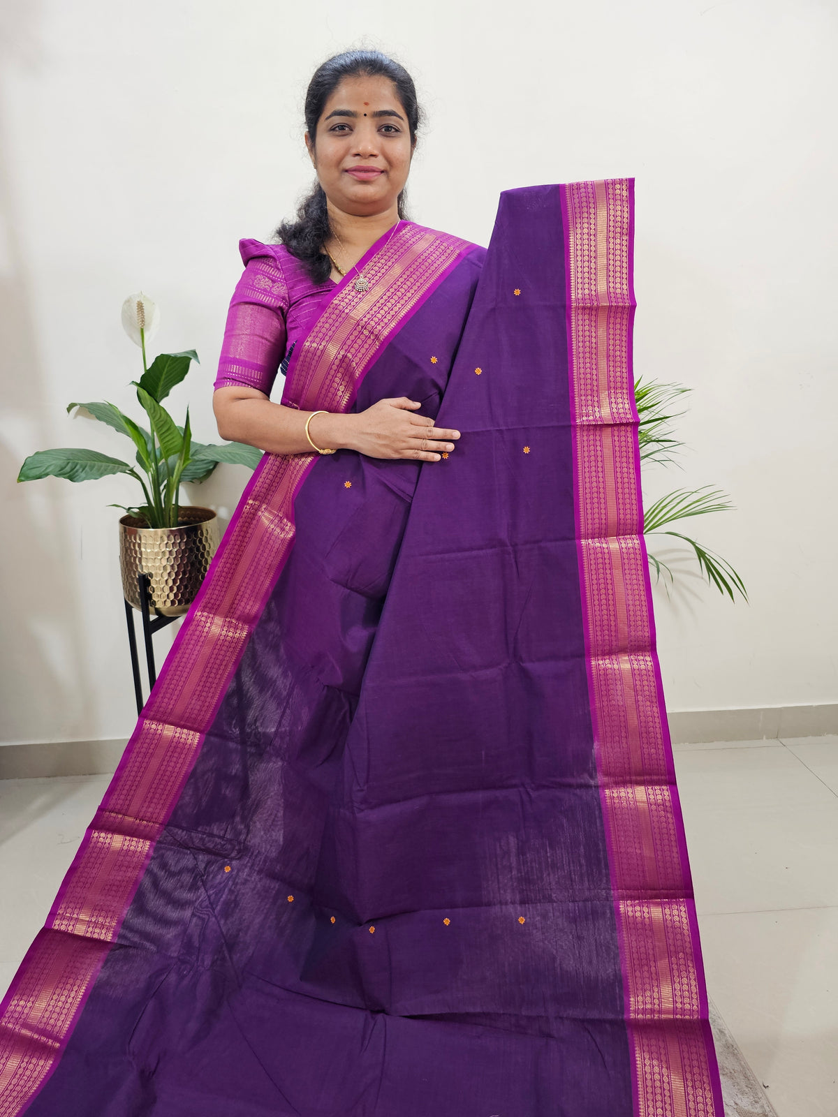 Kanchi Cotton Saree - Purple