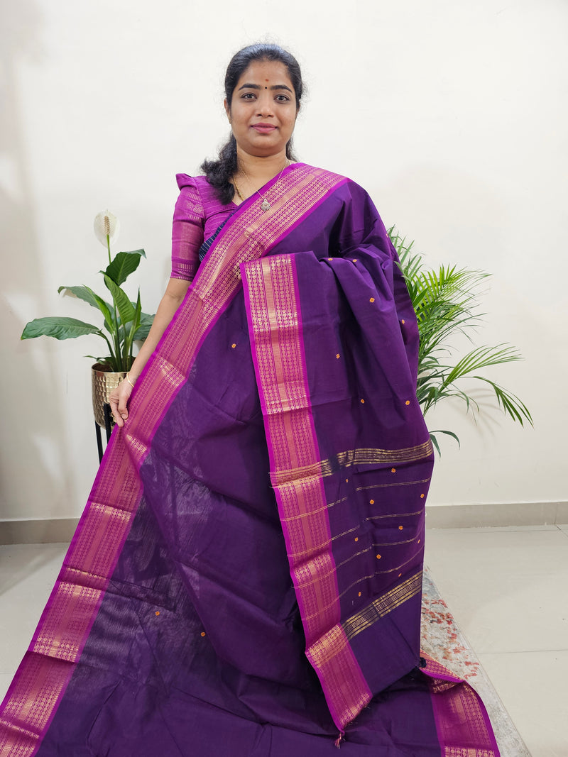 Kanchi Cotton Saree - Purple