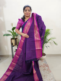 Kanchi Cotton Saree - Purple