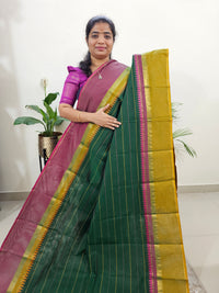 Kanchi Cotton Saree - Dark Green