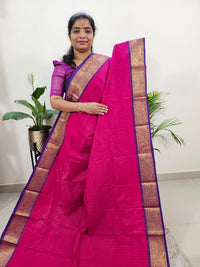 Kanchi Cotton Saree - Pink with Violet