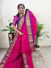 Kanchi Cotton Saree - Pink with Violet