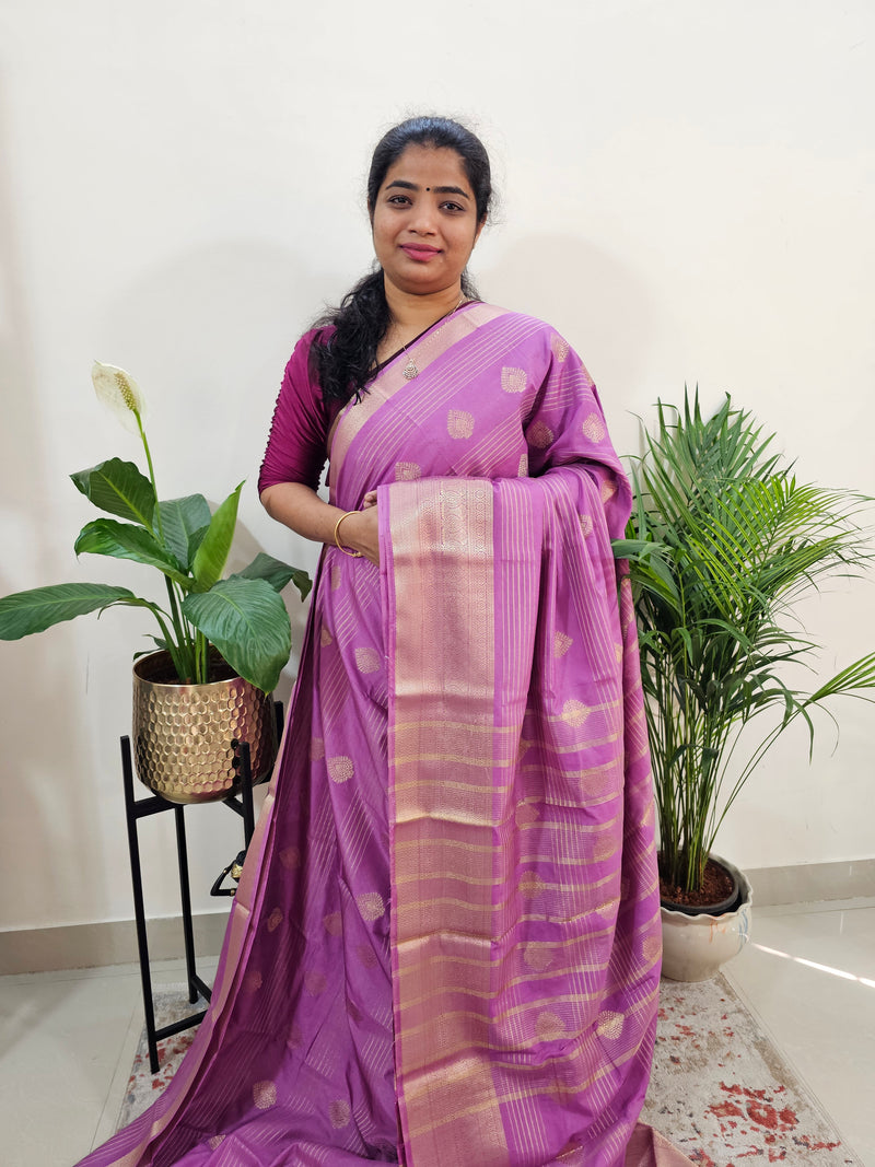 Semi Banarasi Georgette with Zari Woven Saree Border - Lavender