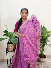 Semi Banarasi Georgette with Zari Woven Saree Border - Lavender