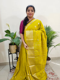 Semi Banarasi Georgette with Zari Woven Saree Border - Lime Yellow