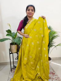 Semi Banarasi Georgette with Zari Woven Saree Border - Lime Yellow