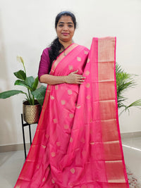 Semi Banarasi Georgette with Zari Woven Saree Border - Peachish Pink