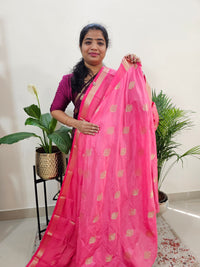 Semi Banarasi Georgette with Zari Woven Saree Border - Peachish Pink