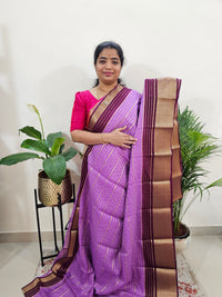 Semi Tussar Georgette with Zari Woven Saree Border - Lavender with Dark Purple