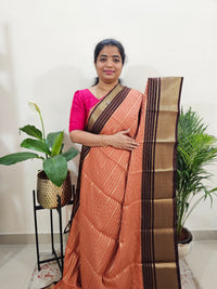 Semi Tussar Georgette with Zari Woven Saree Border - Peach with Brown