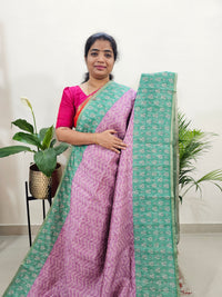 Semi Ghicha Digital Printed Saree - Purple with Green