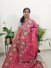 Semi Tussar with Striped Zari Weaving Saree - Pink