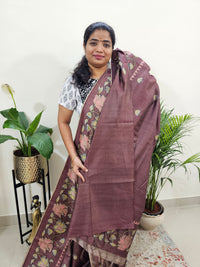 Semi Tussar with Striped Zari Weaving Saree - Dark Purple