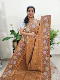 Semi Tussar with Striped Zari Weaving Saree - Mustard Yellow